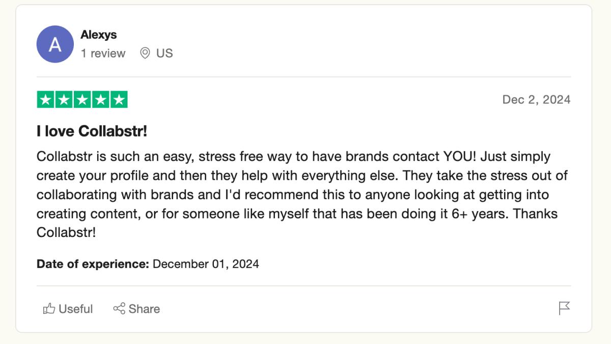 Collabstr reviews and ratings