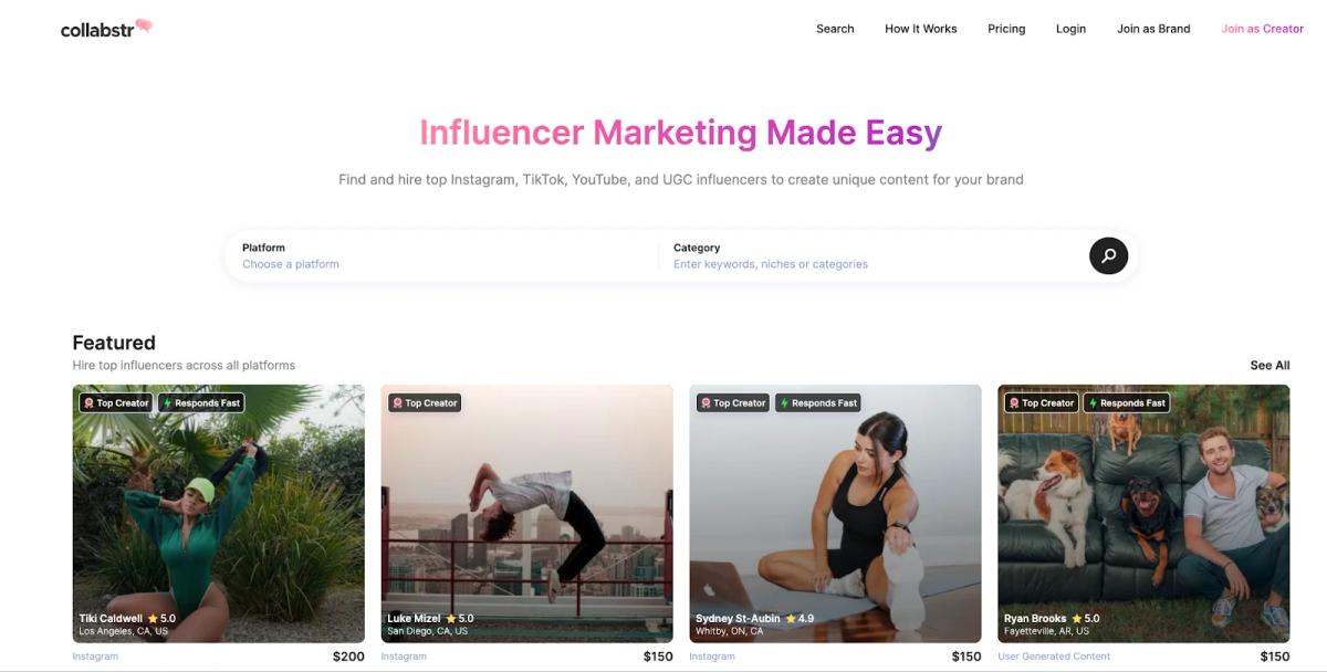 Collabstr influencer marketing platform
