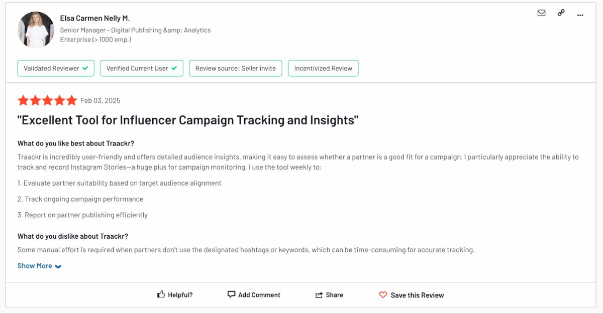 Traackr reviews and ratings