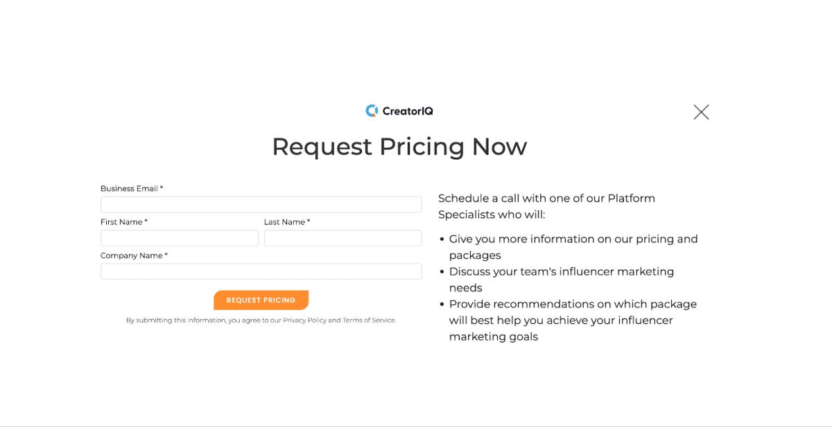 CreatorIQ pricing plans and features