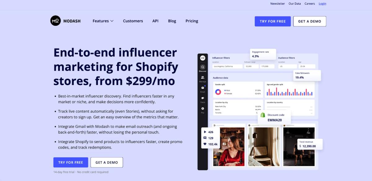 Modash influencer marketing platform