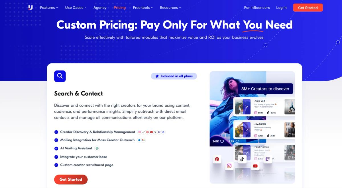Upfluence pricing plans and features