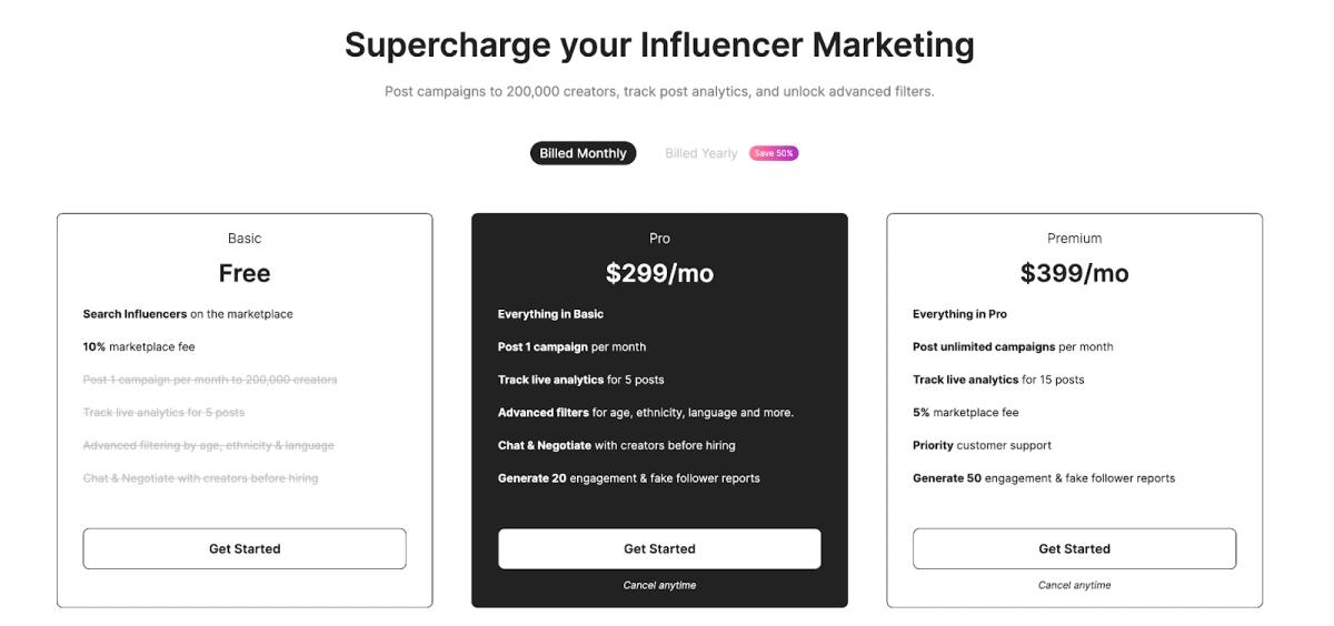 Collabstr pricing information