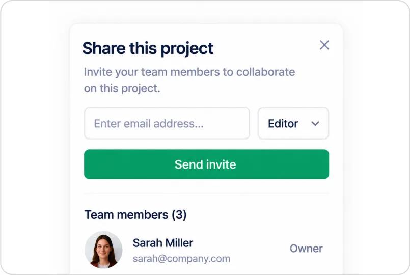 Inviting a teammate to collaborate on a project