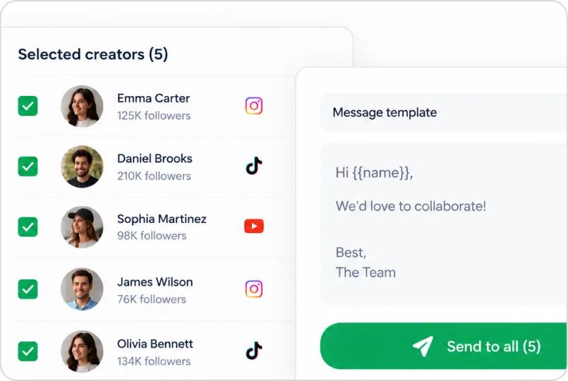 Bulk outreach to a shortlist of creators
