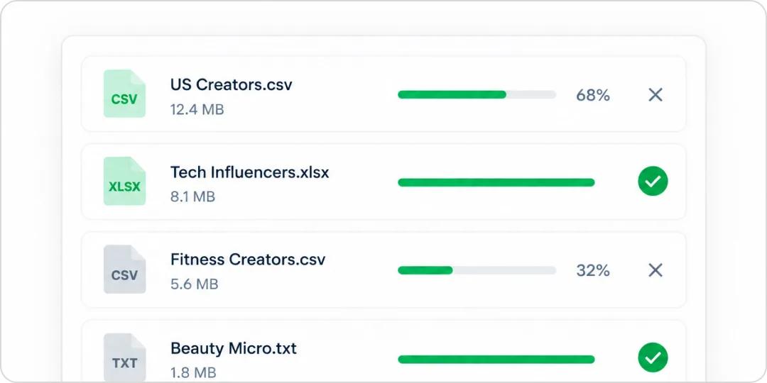 Uploading a list of email addresses for creator detection