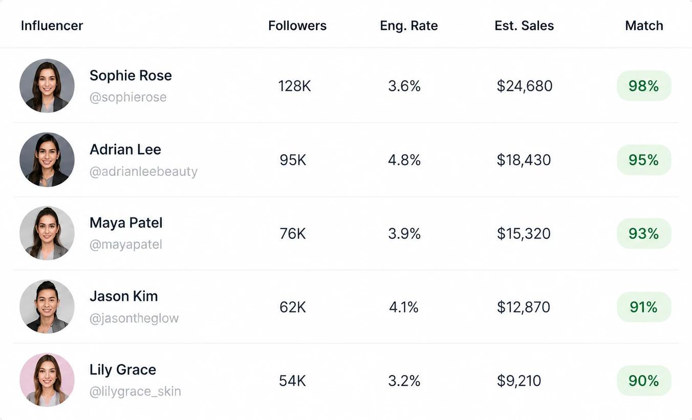Store products attached to a creator campaign with orders and sales tracked per creator