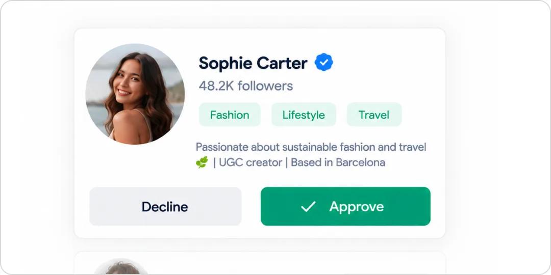 Approving a creator's application to move them into a Project