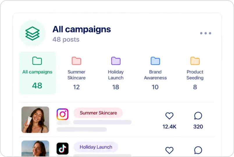 Content tracking set up across the creators in a campaign project