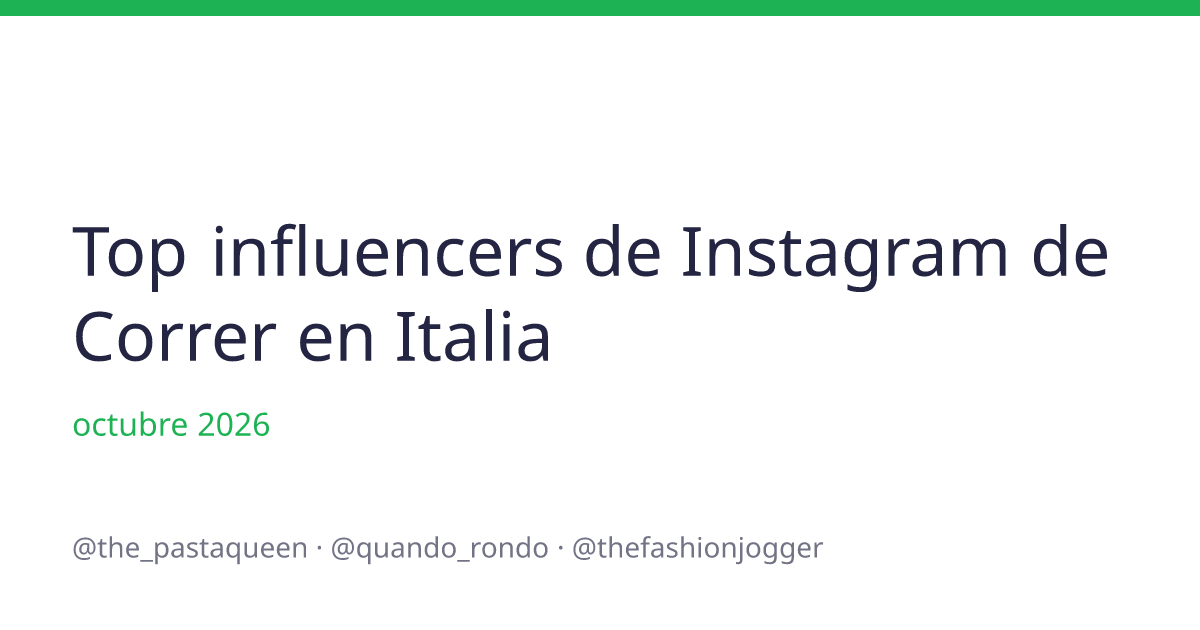 Top influencers de Instagram de Correr en Italia en octubre de 2026 ...